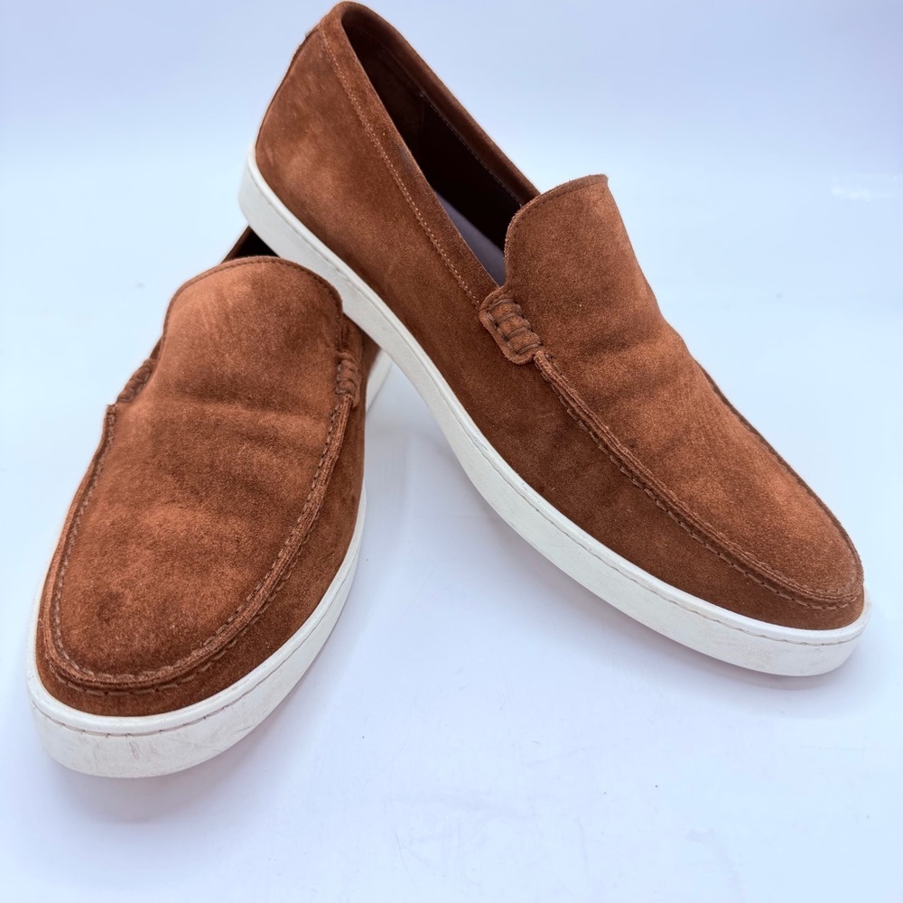 To Boot New York Brown Suede Loafers with White Soles